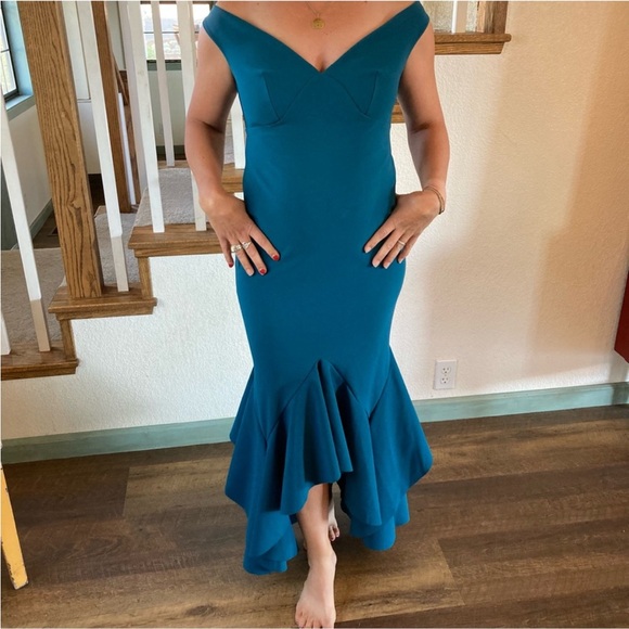 Chiara Boni La Petite Robe Dress Fit and Flare Teal Size 8/44